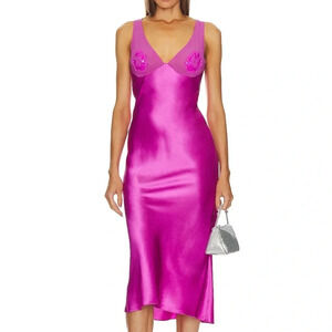 New Fleur du mal Embellished Dress Cutout size M hot pink runs small